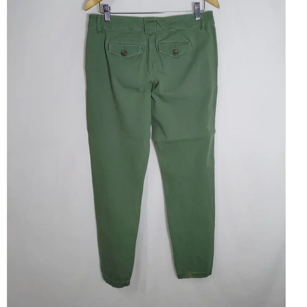 Cabi Green Stretch Tapered Chino Pants Solid Pockets Women Size 4